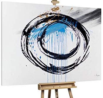 KunstLoft® XXL Gemälde 'Nazar Visions' 200x150cm | original handgemalte Bilder | Kreise Abstrakt Weiß Blau | Leinwand-Bild Ölgemälde einteilig groß | Modernes Kunst Ölbild