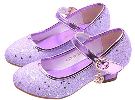 YOSICIL Principessa Scarpe Bambina Festive Scarpe col Tacco da Principessa Cosplay Scarpe da Sera per Bambine Dress Up Cerimonia Festa Scarpe Eleganti,Viola,28EU