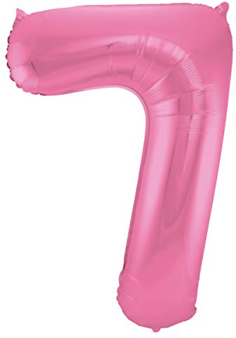 Folat 65907 Folienballon Ziffer Zahl 7 Rosafarbener Metallic 86 cm-Helium Ballon Decoration Geburtstag, Hochzeit, Jubiläum, Pink Matt, Medium