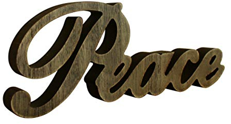 CVHOMEDECO. Rustikales Vintage Distressed Holz Wort Zeichen freistehend Peace Tischplatte/Regal/Home Wall/Büro Dekoration Kunst, 27,9 x 10,8 x 2,5 cm