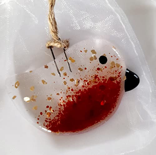 Fused Glass Robin Decoration Hanging Ornament