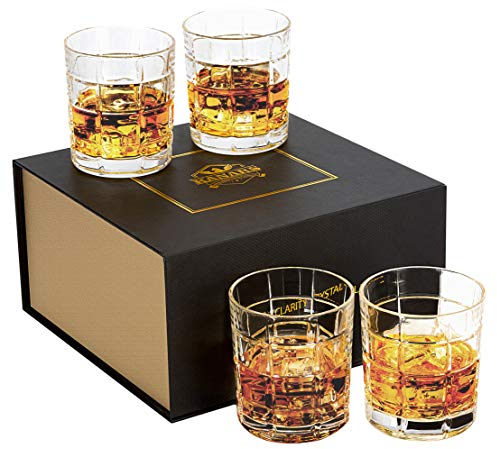 KANARS Bicchieri da Whisky, Bicchiere da Whiskey Cristallo per Cocktail, Cognac, Martini, Scotch, Bourbon, Bellissimo Regalo, 300 ml, Set di 4 Pezzi