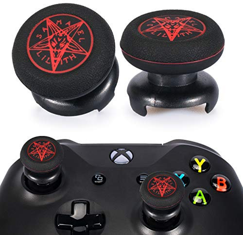 Playrealm FPS Thumbstick Extender & Printing Rubber Silicone Grip Cover 2 Sets for Xbox Series X/S & Xbox One Controller (Demon Circle)
