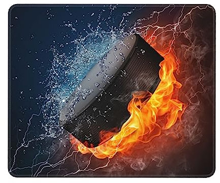 Tapis de souris de hockey sur glace avec bord cousu de qualité supérieure, tapis de souris antidérapant avec base en caoutchouc pour ordinateur portable, ordinateur et PC, 26,2 x 21,1 x 0,1 cm