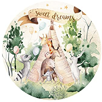 Wandtattoo Kreis Waldtiere I Bär, Hase Koralle Kinderbilder Junge Kinderzimmer Mädchen Aufkleber Osomhome 120x120 cm