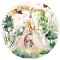 Wandtattoo Kreis Waldtiere I Bär, Hase Koralle Kinderbilder Junge Kinderzimmer Mädchen Aufkleber Osomhome 120x120 cm