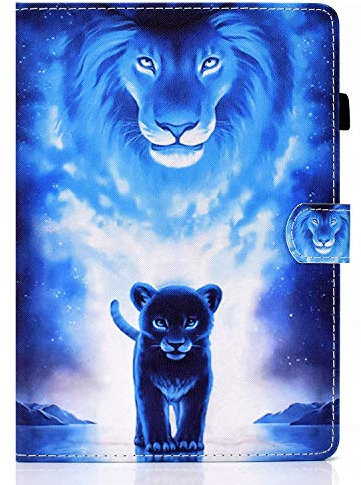 Bspring Coque pour iPad 8ème Génération 2020 / 7ème Génération 2019 10.2, Compatible avec iPad Air 3 / iPad Pro 10.5, Cuir PU Flip Étui Housse avec Veille/Réveil Auto,Lion