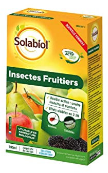 SOLABIOL Anti Insectes Fruitiers- 100ml - 25L De Solution - Action Rapide - Effets Visibles En 3h - Agit Sur Plusieurs Ravageurs - Utilisable En Agriculture Biologique SOLIFRUIT100