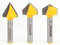 Yonico V Groove Router Bit Large 3 Bit Set 1/4-Inch Shank 14391q
