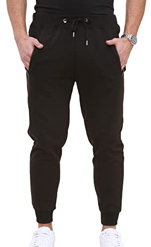 A2Z Mens Fleece Jogging Bottoms Joggers 2 Tone Exercise Sweatpants Gym Trousers Tracksuit Pants Size S-4XL Black