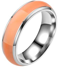 PAURO Unisex Edelstahl Leuchtend glänzend fluoreszierender Ring Ewige Aussage Knöchelringe für die Hochzeit Orange Größe 60 (19.1)