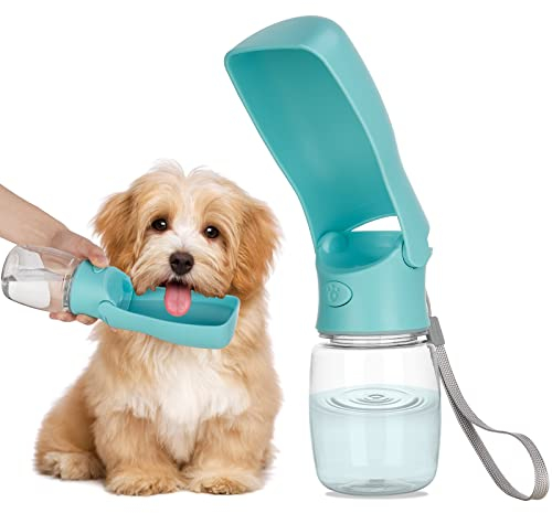 Hunde Wasserflasche,Faltbarer Haustier Trinkflasche für Hunde Tragbare Haustier Wasserflasche Auslaufsicher Trinkflasche Für Hund Katze Outdoor Walking Reisen 350ML (Blau)