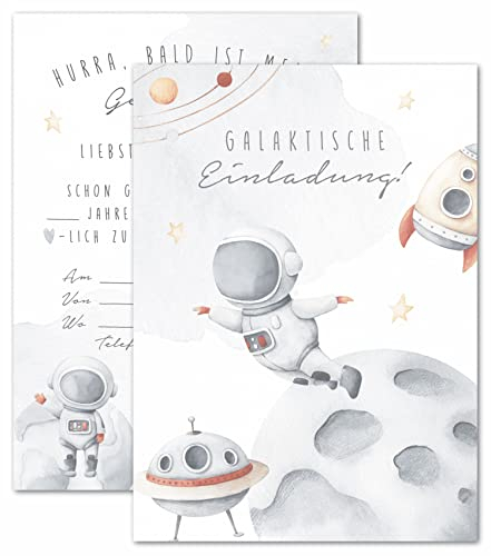 double critical Lemmami Papeterie Einladungskarten Kindergeburtstag Jungen DIN A6 Einladung Geburtstag Astronaut Weltraum Geburtstagseinladung Geburtstagsfeier