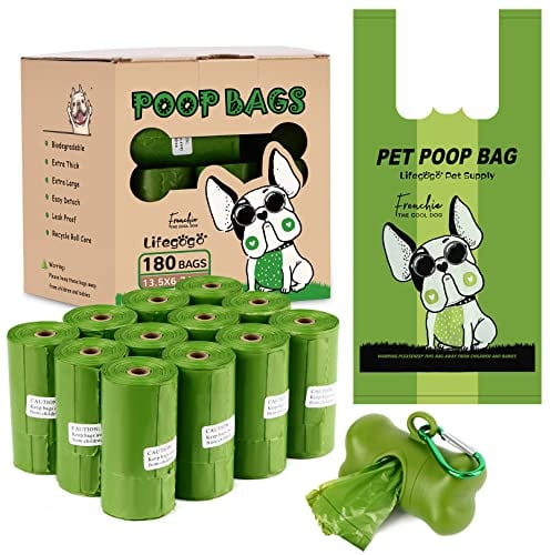 Dog Poo Bags with Tie Handles: Biodegradable Poo Bags with Dispenser - 180 Counts Extra Thick Strong Leak Proof Dog Waste Bags,Scented Poop Bags for Dogs