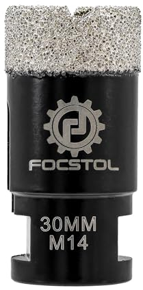 FOCSTOL Diamond Core Drill Bit - 30mm Diamond Hole Saw for Porcelain Ceramic Tile Marble Granite Quartz M14 Thread