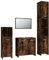 vidaXL Badmöbel Set 4 TLG., Badezimmermöbel mit Hochschrank Waschbeckenunterschrank Midischrank Badspiegel, Badschrank mit viel Stauraum, Waschtischschrank Badezimmermöbel, Räuchereiche Holzwerkstoff