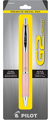 Pilot, G2 Limited Premium - Bolígrafo de gel, punta fina de 0,7 mm, barril de oro rosa, tinta negra