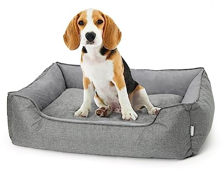 Lucky Sign Dog Bed Washable Orthopedic Dog Bed for Large Dogs Dog Bed Fluffy Sleeping Places & Furniture for Small Dogs, 90x65x21cm - Grey
