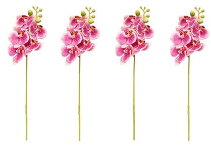 CLoxks Fiori artificiali di orchidea Phalaenopsis in lattice realistici al tatto, 45 cm, con 5 fiori grandi, per vasi per matrimoni, feste, casa, giardino, decorazione, colore: bianco, viola, 4 pezzi