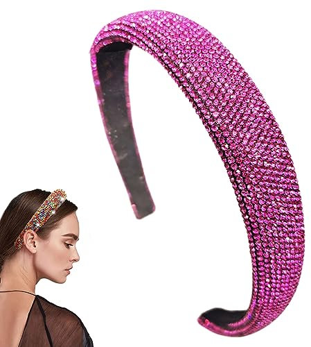 Traziewell Hairbands Women Vintage Rhinestone Crystal Hairband Sparkle Diamond Headband Wide Hair Hoop Party Wedding Headbands Hair Accessories for Girls Pink, 3215