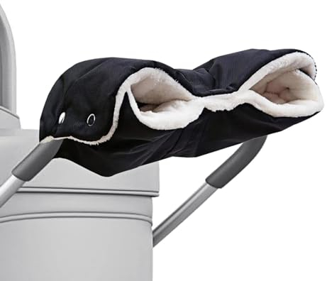 AOUVT Warme Handschuhe für Den Kinderwagen,Kinderwagenhandschuhe aus Wolle und Baumwolle,Wind und Wasserdichte Universalgröße,Handwärmer für Kinderwagen,Geeignet für Kinderwagen und Buggy - Schwarz