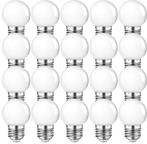 MZYOYO LED Glühbirne E27, G45 Warmweiß 2700K, 1W Ersetzt 5 Watt, 230V Dekorative Leuchtmittel für Partybeleuchtung Lichterketten, 20er Pack