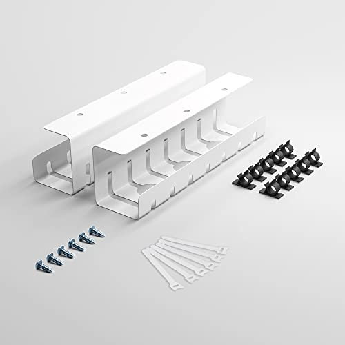 Albatros Kabelkanal Schreibtisch Weiss Komplettset C - Kabelmanagement Schreibtisch für mehr Ordnung und Produktivität - Kabel Organizer für optimale Kabelführung