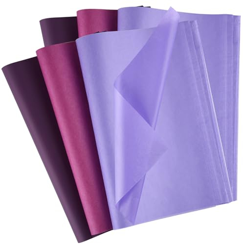 Morcheiong 120 Blatt violettes Seidenpapier, mehrfarbig, Kunst, Geschenkverpackung, Seidenpapier, Großpackung für DIY, Halloween, Geburtstag, Hochzeit, Urlaub, Handwerk, Dekoration, Party, Festival