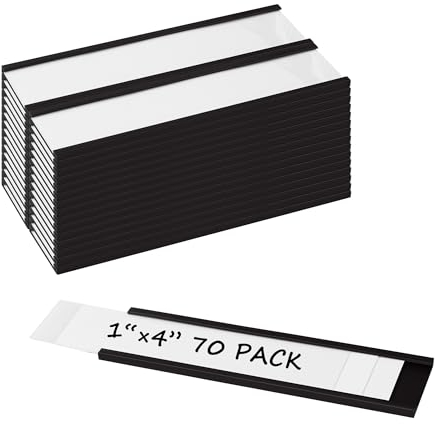 Realth Magnetische Etikettenhalter | 70 Stück C-Kanal Magnet -Etiketten | 25.4MM X 100MM | Beschreibbar Schmutzfrei Abnehmbar für Whiteboard Metall Hängeschränke und Schubladen(MLH1470)