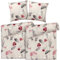 Pure Label Blumen Bettwäsche 4teilig 155x220 cm mit einem 2er Set Kissenbezüge 80x80 cm - Traumhaft weiches Bettwäsche-Sets 155 x 220 cm in Beere aus 100% Baumwolle mit YKK Reißverschluss