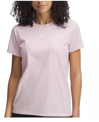 Under Armour Haut à Manches Courtes UA Rival Core pour Femme, Rose Prime / / Blanc, M