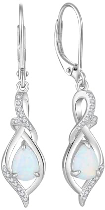 Starnny Damen Ohrringe Silber 925 Opal Wassertropfen Rosen blumen Ohrringe hängend Creolen Baumeln 3A Zirkonia April Geburtsstein Schmuck für Frauen