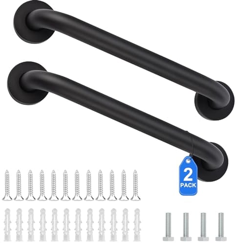 Bosdontek Anti-Slip Bathroom Grab Rail - Premium Stainless Steel Shower Hand Rail, White Safety Hand Rail Support, Bathroom Safety Handle Auxiliary Handle for Elderly, Children, Disabilities (Black)