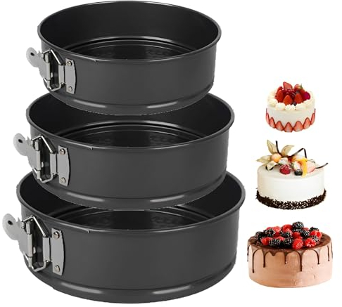 Springform Backform Rund,20/22/24 Cm Kuchenform,Backform Mit Antihaft Beschichtung Auslaufsichere Kuchenform Aus Stahl,Abnehmbarer Flachboden,Tortenform Zum Backen Verschiedener Kuchen Unt Brot