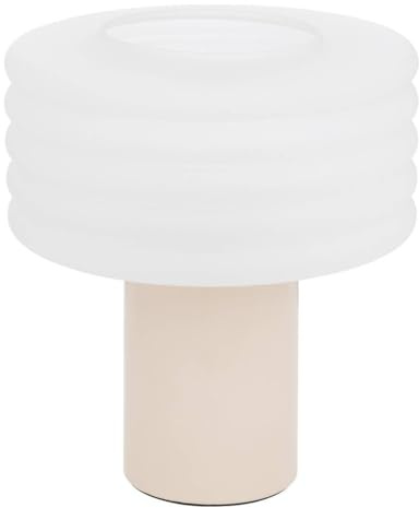 Atmosphera - Lampe à Poser Asti, Pied en Grès et Verre Sablé, Ø 32 x H 36 cm - Luminaire pour Salon, Chambre, Bureau
