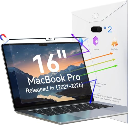Peslv Magnetische Anti-Blaulicht-Displayschutzfolie für MacBook Pro 16 Zoll (2021-2026, M1, M2, M3, M4, M5), abnehmbarer Blendfilter für 16 Zoll Mac Laptop Computer
