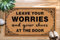 Leave Your Shoes and Worries 30x17 Large Funny Welcome Mat for Indoor/Outdoor Entrance, Stylish Door Mat with Non-Slip Rubber Backing, Perfect for Front Door 'Please Take Off Your Shoes' Door Mat