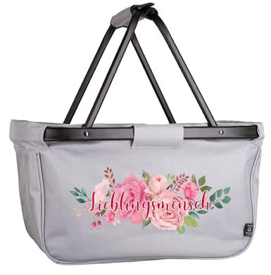 Herz & Heim® Einkaufskorb personalisiert/faltbar/modernes Design/Geschenk-Idee für Jedermann (Rosen)