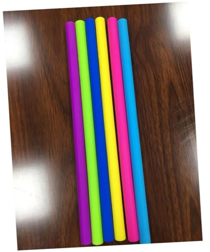 Didiseaon 6piezas Rectas De Silicona Reutilizables Para Beber Con Cepillo De Limpieza Flexibles Para Batidos Té Cócteles