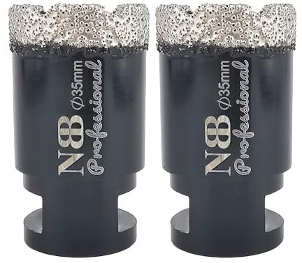 NBB Broca de diamante soldada al vacío con M14, para taladrar en seco y en húmedo profesionalmente en porcelana dura, cerámica, baldosas, granito, mármol, rápida, para Amoladora Angular (35mm x2pcs)