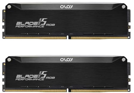 OLOy DDR5 RAM 64GB (2x32GB) Black Hairline Blade RGB 6000 MHz CL32 1.35V Gaming UDIMM (MD5U3260320BRKDA)