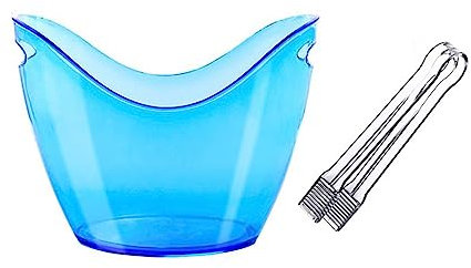 Cubiteras para Hielo Cubitera acrílica de 8 litros con pinzas for hielo, cubo de almacenamiento ovalado de tina de plástico, cubos de hielo for 2 botellas de vino o champán, cubo de hielo Cubo de Hiel