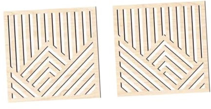 Milageto 2 Pièces En Bois Mur Art Décor Abstrait Ornement Stickers Muraux 7.87 pouces x 7.87 pouces Panneaux Muraux Décoratifs pour TV Mur Fond, Beige