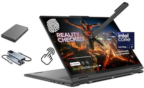 Lenovo Yoga 7 7i Ordinateur portable tactile 2 en 1, 16 pouces 2K IPS, Intel Ultra 7 155U (Beats i7-1355U) AI Boost NPU, 16 Go de RAM, 1 To SSD + 500 Go de disque portable, rétroéclairé, FP, stylet,