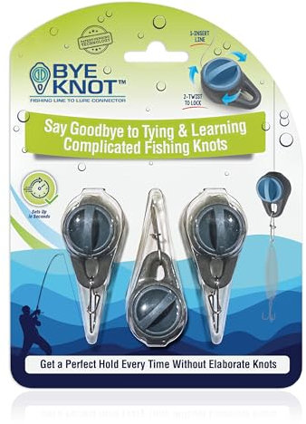 ByeKnot Fishing Knot Tying Tool | Fishing Line to Lure Connector | Protect from Fish Hooks | Tie Fishing Knots Easily | Cool Gadgets for Fishermen | Fishing Lure Accessory for Beginner Anglers