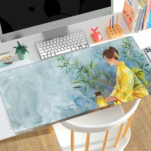 Beauty Zen Mouse Pad Large 62.9x31.5 in Extended Gaming Mouse Pad Desk Mat With Waterproof Non-Slip Rubber Base，keyboard and mouse pad，Stitched Edges Desk Pad for Home Office，Gifts for Woman I53