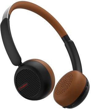 Micool Retro On-Ear Wireless Headphones with Long Battery Life, Hi-Fi Audio Headset Bluetooth 5.4, Noise Cancelling Bluetooth Headphones with Comfortable Earpads for Travel Work Gym (Black & Brown)