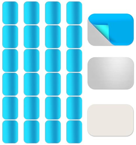 Telooco 24pcs Metal Plates for Mount,Adhesive Metal Plate,Rectangular Iron Strips with Adhesive Backing for on Non-Steel Vents(Silver