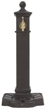 Standbrunnen, 33x29.5x74cm Outdoor Wassersäule mit Wasserhahn,Wasserzapfstelle Brunnen,Wasserzapfsäule,Retro Wassersäule für Gärten, Hinterhöfe, Rasenflächen(Braun Rost)