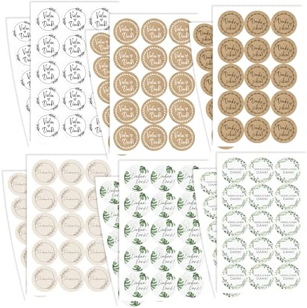 ECCK Danke Aufkleber rund – 180 Stück, 6 Designs „Vielen Dank“ – Dankeschön Sticker für Hochzeit, Geburtstag, Ostern, Kommunion, Konfirmation, Lehrerin & Erzieherin – für Karten, Geschenke & Mitgebsel